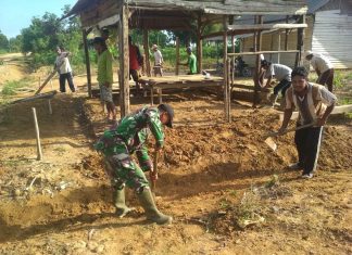 Danpos Way Serdang Bersama Warga Buat Siring Jalan