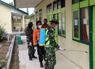 Gedung Sekolah & Terminal Bus Jadi Sasaran Penyemprotan Desinfektan Kodim 0426/Tuba