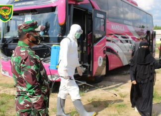 Kodim 0426 Ikut Pantau Santri Mudik dari Ponpes Al Fatah Magetan Yang Pulang ke Tulang Bawang