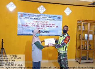 Berkat Kerjasama Kita Semua Penyaluran BLT-DD Tahap-II di Bumi Dipasena Sejahtera aman, kata Serka Exnasius Suprapto