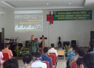 Kodim 0426 Sosialisasikan Komponen Cadangan Matra Darat di STT Mawar Saron