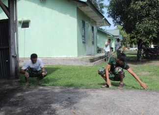 Kodim 0426/TB Bersihkan Pangkalan Untuk Menciptakan Tempat Kerja Yang Nyaman.