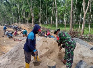Serka Ngadino Bersama Warga Gotong Royong Perbaiki Jalan Menuju Makam.