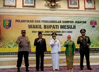 Hadiri Pelantikan Wakil Bupati Mesuji, Dandim 0426 Ucapkan Selamat