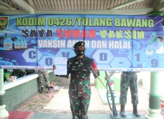 Ratusan Personil Kodim 0426 Tulang Bawang Terima Vaksin Covid- 19.