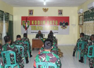 Kodim 0426/TB Terima Tim Wasev Bidang Teritorial Kodam II/Sriwijaya