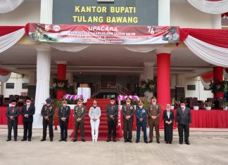 Dandim 0426 Tuba Jadi Irup pada Upacara HUT RI ke-76 di Kabupaten Tulang Bawang