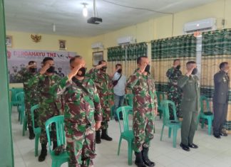 Kodim 0426 Tuba dan Jajaran Ikuti Secara Virtual Upacara HUT TNI ke- 76
