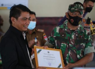 PWI Berikan Penghargaan Pada Kodim 0426/TB,Karena Sukses Membangun Mesuji Melalui karya Bhakti TNI