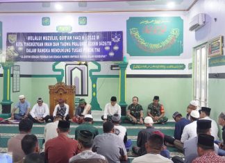Kodim 0426/Tuba Gelar Peringatan Nuzulul Qur’an 1443 H/2022 M di Masjid Jamiyatul Ummah
