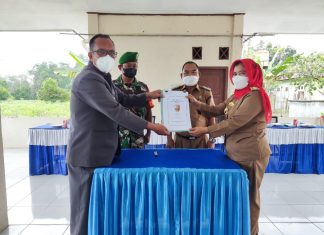 Sertu Siswanto dan Seluruh Kepala Kampung, Hadiri Sertijab Camat Gedung Aji
