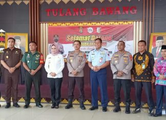 Dandim 0426/Tuba, Turut Menyambut Kedatangan Kapolda Lampung di Aula Rumah Dinas Bupati Tuba
