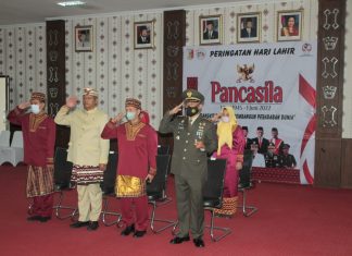 Dandim 0426 Tuba, Bersama Forkopimda Ikuti Upacara Peringatan Hari Lahir Pancasila Secara Virtual