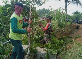 Ciptakan Lingkungan Yang Bersih dan Sehat, Babinsa Ajak Warga Bersihkan Lingkungan