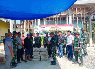 Sambut HUT Ke 77, Koramil 426-01/SP Kodim 0426 Tuba, Gelar Karya Bakti Bangun Masjid