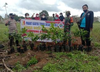 Jaga Kelestarian Alam, Babinsa Koramil 426-04/BA Bersama Aparatur Kampung dan Warga Lakukan Penghijauan