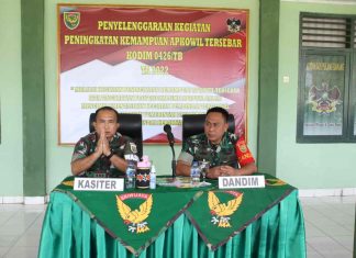 Kodim 0426 Tuba, Menerima Kunjungan Kerja Kasiter Korem 043/Gatam