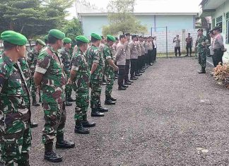TNI Polri di Banjar Agung Kompak Jaga Kamtibmas