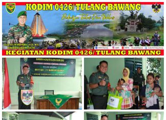 Dalam Rangka HUT Kodam II Sriwijaya Yang Ke 77, Dandim 0426 Tulang Bawang Didampingi Danramil 426-04 Banjar Agung Memberikan Santunan Kepada Anak Penderita Stunting