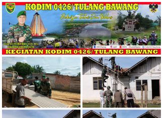 Wujud Manunggal Dengan Rakyat Anggota Koramil 426-04 Banjar Agung Bantu Warga Memperbaiki Dan Evakuasi Paska Peristiwa Hujan Di Sertai Angin