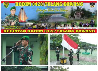 KODIM 0426 Tulang Bawang Melaksanakan Upacara Bulanan Yang Di Gelar Di Lapangan Pamungkas Makodim