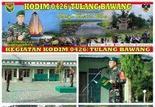 Upacara Mingguan Komandan Kodim 0426 Tulang Bawang Bertindak Sebagai Inspektur Upacara