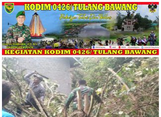 Kodim 0426 Tulang Bawang Dan Jajaran Koramil 426-01 Simpang Pematang Evakuasi Rumah Tertimpa Pohon
