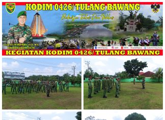 Kodim 0426 Tulang Bawang Berikan Materi Pelatihan Berupa Baris Berbaris Dan Pengenalan Bela Negara Kepada Linmas