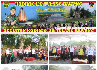 Kodim 0426 Tulang Bawang Ikut Serta Memeriahkan Jalan Sehat Dalam Rangka Memperingati HUT RI Ke-78 Di Kabupaten Tulang