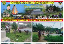 Jum’at Bersih Koramil 426-02 Menggala Gotong Royong Di Wilayah Kampung Kagungan Rahayu