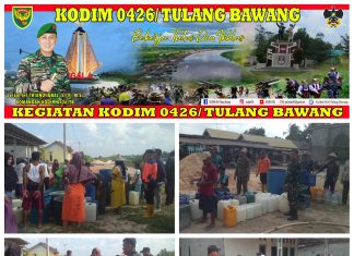 Babinsa 426-03 Rawajitu bersama aparat pemerintah salurkan air bersih ke masyarakat
