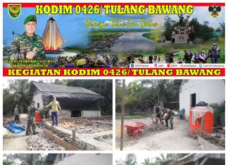 Kebersamaan Babinsa Koramil 426-01 Simpang pematang, Gotong Royong Bantu Bangun Rumah Warga