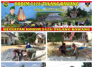 Babinsa Koramil 426-01 Simpang Pematang, Kodim 0426 Tulang Bawang, Gotong royong membuat jalan beton