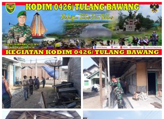 Ringankan Beban Warga Babinsa Koramil 426-04 Banjar Agung Bantu Bangun Rumah Warga Binaannya