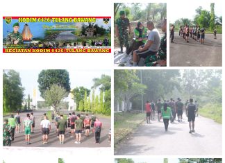 Jaga Kebugaran Jasmani Kodim 0426 Tulang Bawang Laksanakan Olahraga Bersama