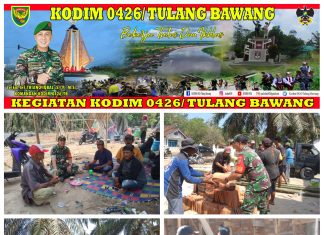 Babinsa Koramil 426-04 Banjar Agung, Gotong Royong Bantu Bangun Rumah Warga