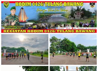Kodim 0426 Tulang Bawang Melaksanakan Apel Pagi Di Lanjutkan Lari Aerobik