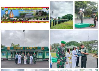 Komandan Kodim 0426 Tulang Bawang Beri Reward Kepada Babinsa dan anak- anak anggota yang berprestasi Dalam Upacara Bulanan