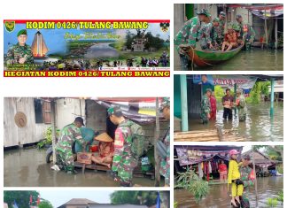 Desa Talang Batu Mesuji Timur Banjir, Prajurit Kodim 0426/TB Siaga Bantu Warga