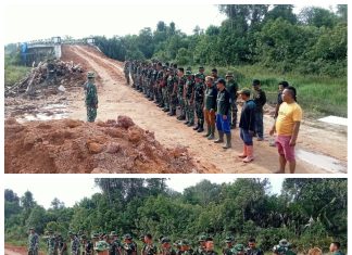 Satgas TMMD Kodim 0426/Tulang Bawang Gelar Apel Sebelum Memulai Pembangunan Talud di Desa Sungai Badak