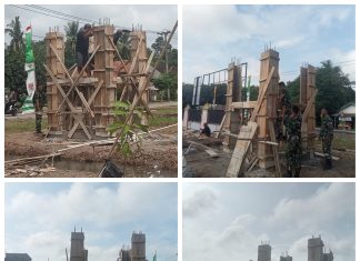 Satgas TMMD Kodim 0426/Tulang Bawang Persiapkan Bahan Cor untuk Pembuatan Tiang Bak Penampungan Air Bersih