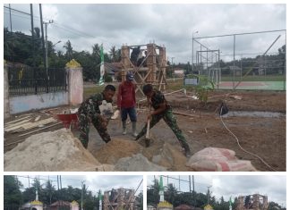 Keteguhan Satgas TMMD Kodim 0426/Tulang Bawang Meski Terlihat Letih dalam Persiapan Adukan Cor
