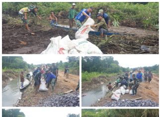 Satgas TMMD Kodim 0426/Tulang Bawang Perjuangkan Pembangunan Talud di Mesuji, Memanfaatkan Perahu sebagai Solusi Logistik