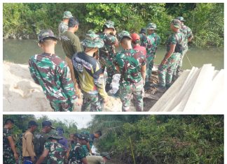 Satgas TMMD Kodim 0426/Tulang Bawang Fokus Pindahkan Material Pembangunan Talud di Desa Sungai Badak