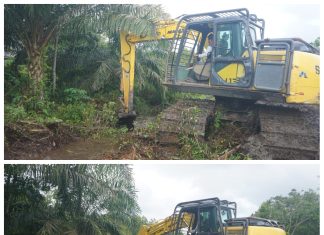 TMMD Kodim 0426/Tulang Bawang, Excavator Buka Jalan Baru Dan Bersihkan aliran Sungai