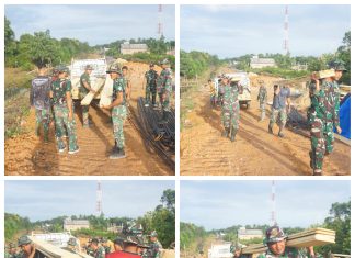 Satgas TMMD Kodim 0426/Tulang Bawang Bergerak Saling Bahu Membahu dalam Pembangunan Talud Mesuji