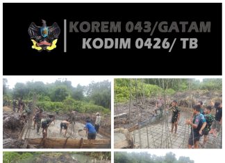 Anggota Satgas TMMD Kodim 0426/Tulang Bawang Dikerahkan untuk Mempercepat Pembangunan Jembatan