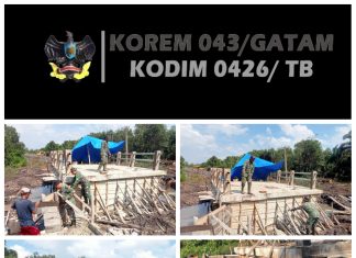 Satgas TMMD Kodim 0426 Tulang Bawang Tetap Semangat Menyelesaikan Pembangunan Jembatan
