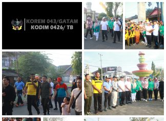 Dandim 0426/Tuba Hadiri Jalan Sehat dan Senam Bersama Pj Gubernur Lampung dalam Rangka HUT RI Ke-79 di Kabupaten Tulang Bawang