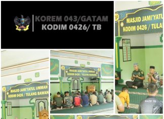 Kodim 0426/TB Gelar Do’a Bersama Mohon Keselamatan Dalam Rangka Kunker RI 2 Di Wilayah Kodam ll Sriwijaya